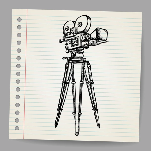 Eski vektör kamera çizilmiş doodle — Stok Vektör