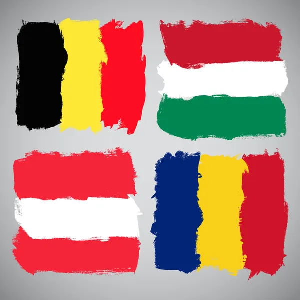 Grunge evropské vlajky, vektorové sada — Stockový vektor