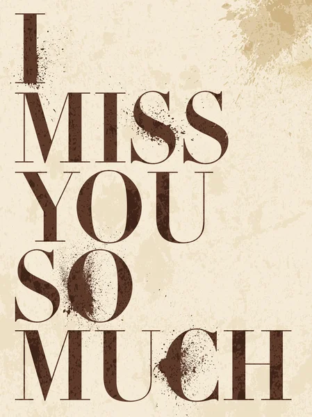 Vintage Miss You, affiche d'amour ou carte postale . — Image vectorielle