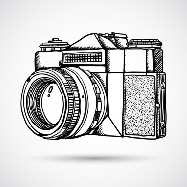 vintage doodle çizilmiş fotoğraf makinesi,