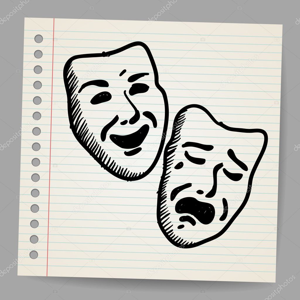 Scribble theater masks