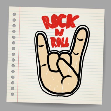 Rock'n roll işareti vektör doodle