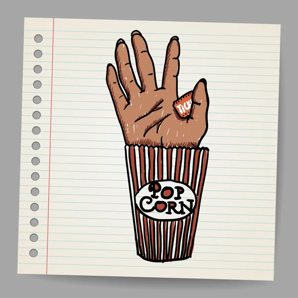 Illustration av en läskig avsågade hand. skräckfilm konceptuella — Stock vektor
