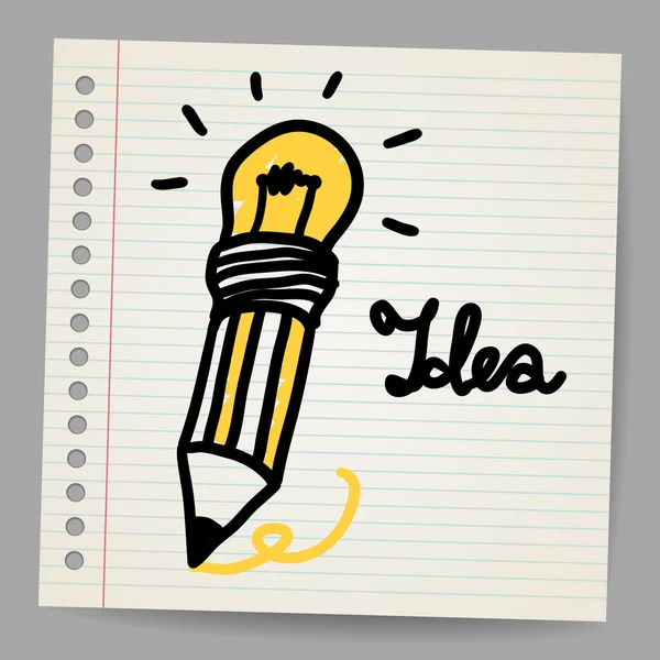 Light bulb, Pencil, and Good idea. — Stock Vector