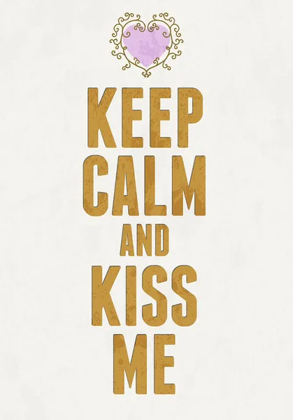 Vintage sakin tutmak ve işaret öp beni. Aziz Valentine's tipografi vektör çizim.