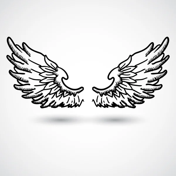 Asas de anjo. Estilo doodle —  Vetores de Stock