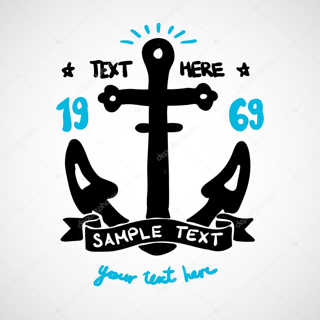 Doodle anchor illustration with place for your text — Stock Vector