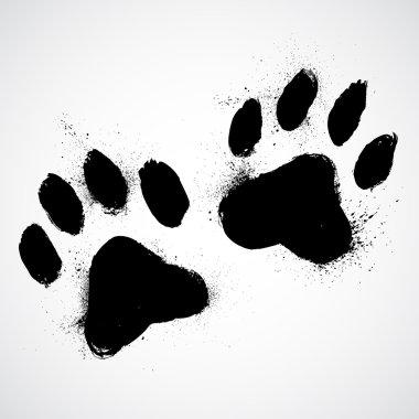 Grunge dog paws clipart