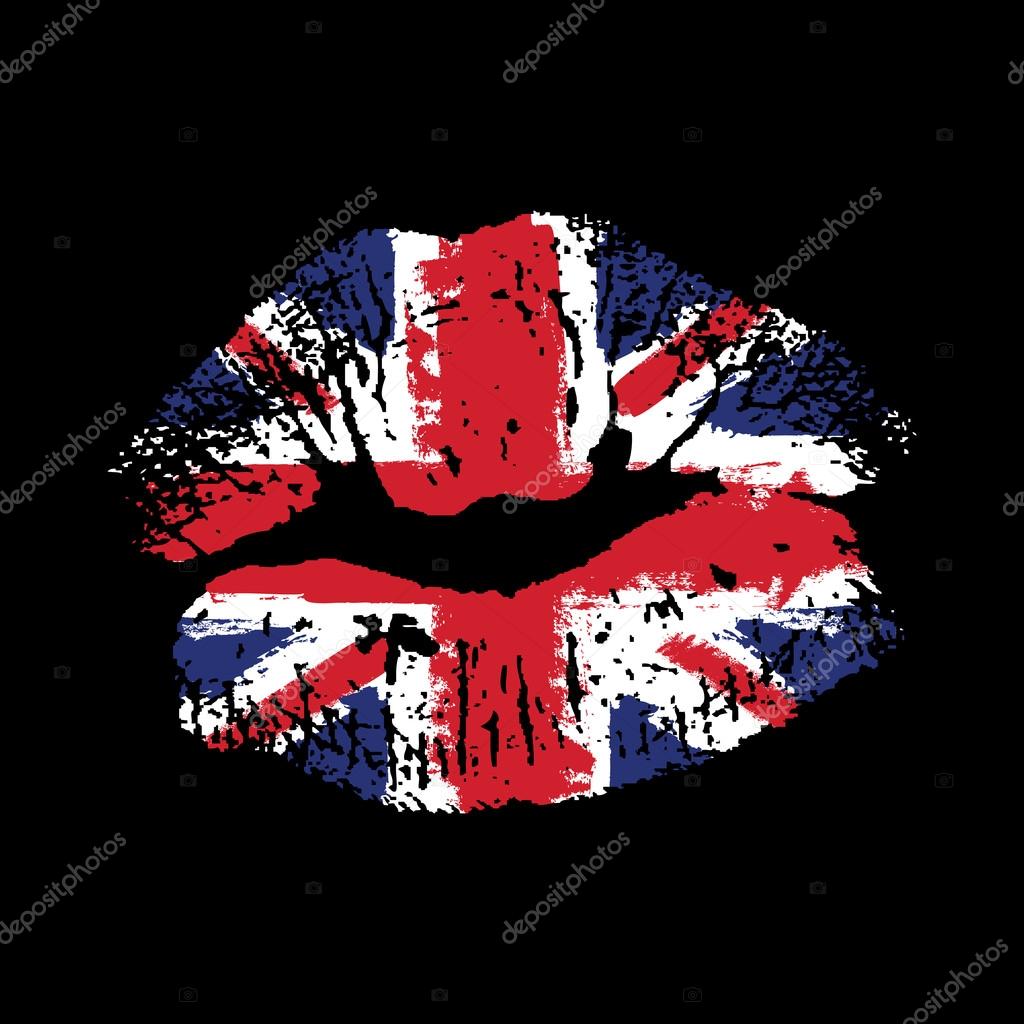 Great Britain flag lipstick on grunge lips — Stock Vector © W1nDkh