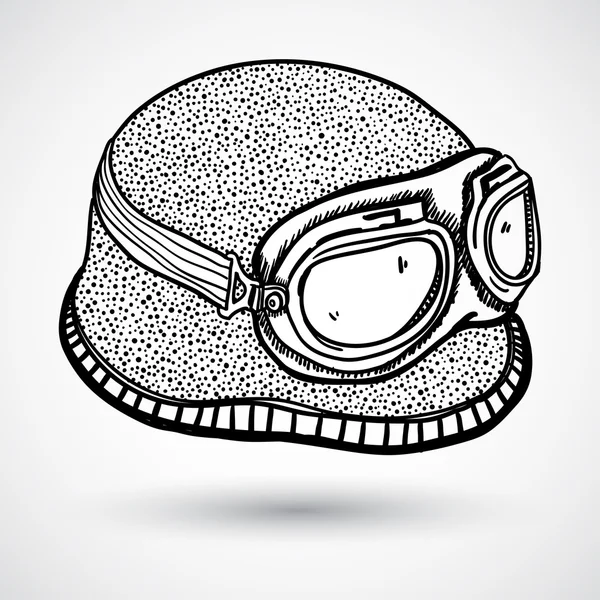 Casco y gafas de moto retro — Archivo Imágenes Vectoriales