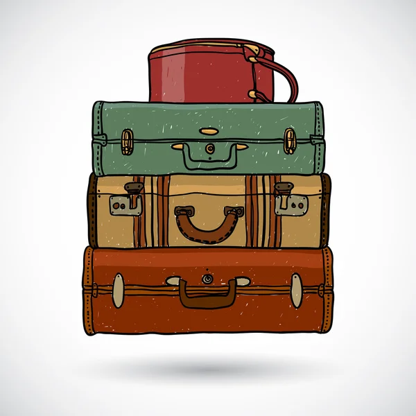 Suitcases in doodle style — Stock Vector