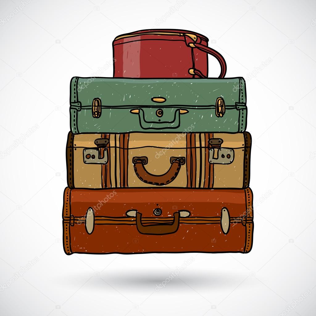 Suitcases in doodle style