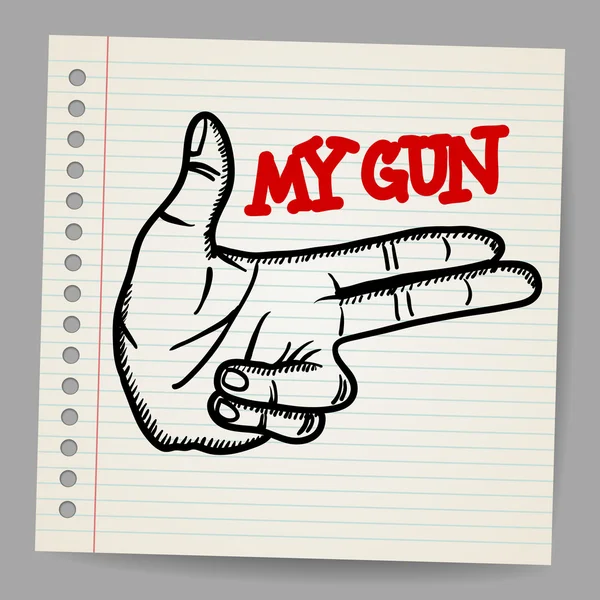 Pistola de dibujos animados dos dedos signo — Vector de stock