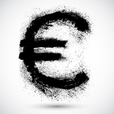 vektör çizimi grunge yaşlı splatter tasarım öğesi Avrupa Birliği para birimi şeklinde euro.