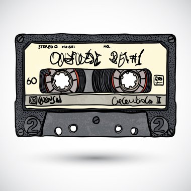 Doodle biçimi kaset vektör illüstrasyonu