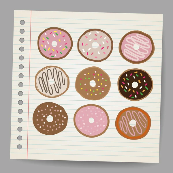 Doodle tarzı donut Vektör formatında. — Stok Vektör