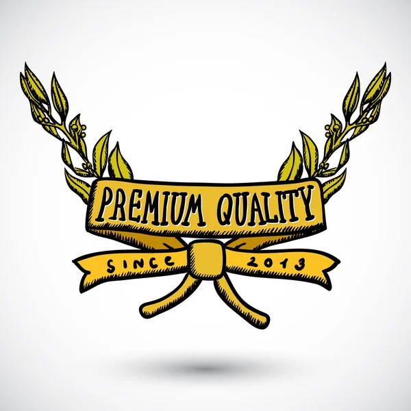 Doodle-Etikett Premium-Qualität — Stockvektor