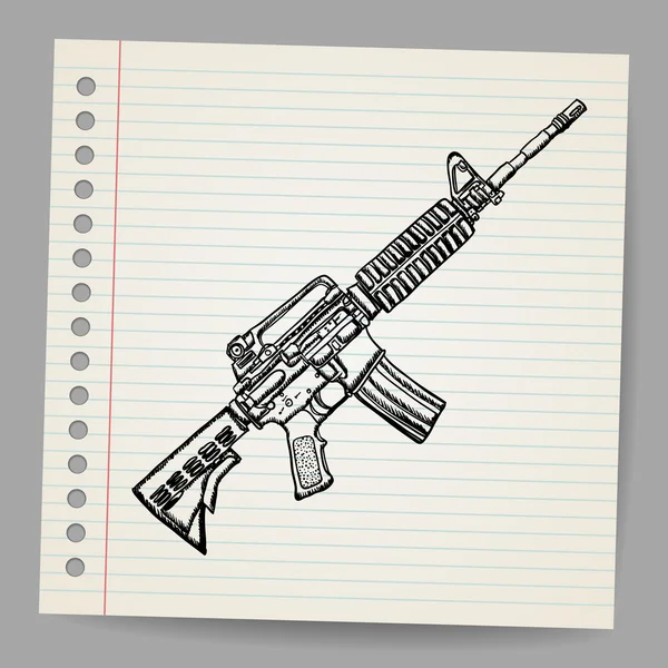 M16 doodle vectorillustratie. — Stockvector