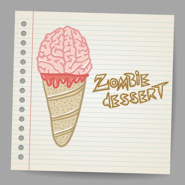 Doodle sobremesa cone de sorvete — Vetor de Stock