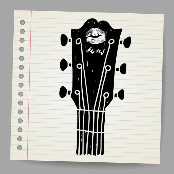 Boceto vectorial de un cuello de guitarra acústica — Archivo Imágenes Vectoriales