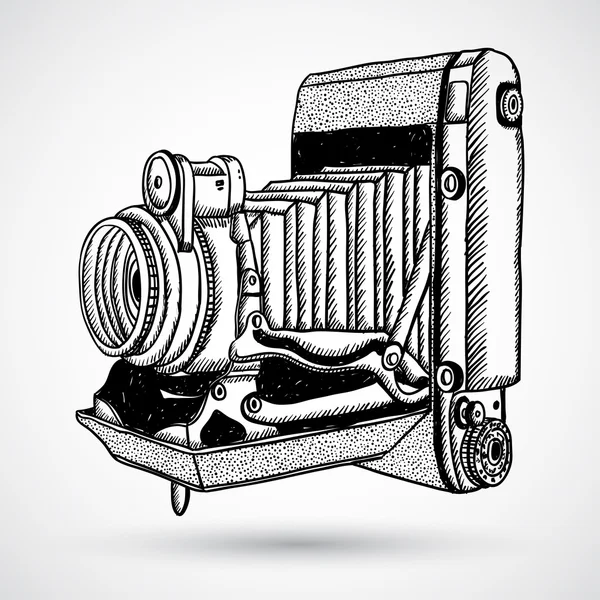 Vintage doodle çizilmiş fotoğraf makinesi, Vektör Grafikler