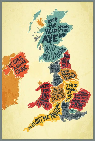 Vector of United Kingdom typography accents map Royalty Free Stock Vectors