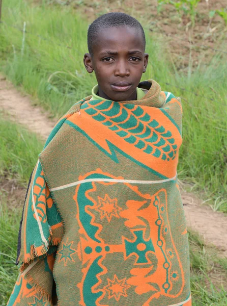 Menino Basotho nativo de Butha-Buthe região de Lesoto — Fotografia de Stock