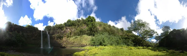 Wailua valt Hawaiiaanse waterval, panoramisch uitzicht — Stockfoto