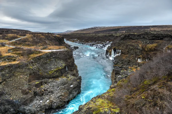 西北冰岛 hraunfossar 瀑布 — 图库照片