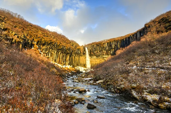 Svartifoss Wasser im frühen Winter — Stockfoto