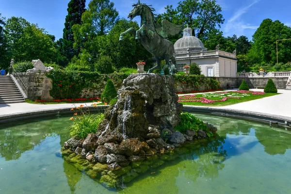 Fonte Pegasus 1913 Pegasusbrunnen Jardim Palácio Mirabell Salzburgo Áustria — Fotografia de Stock