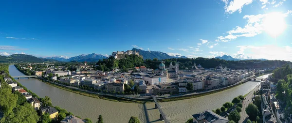 Vakker Utsikt Salzburg Silhuetten Med Festung Hohensalzburg Sommeren Salzburg Salzburger – stockfoto