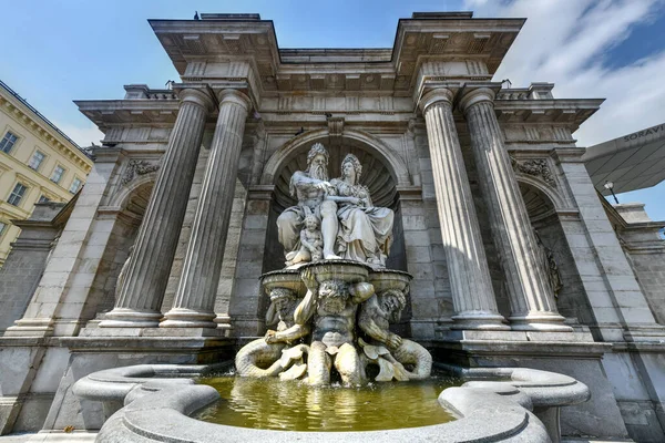 Wien Österrike Jul 2021 Fontän Med Statyerna Donau Och Vindobona — Stockfoto