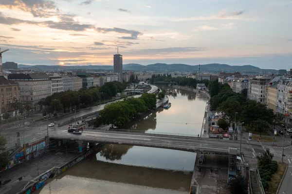 Wien Österreich Juli 2021 Blick Auf Den Donaukanal Und Die — Stockfoto