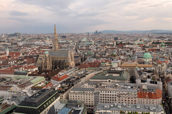 Vienna, Austria - Jul 18, 2021: View of the Vienna Skyline with St. Stephen's Cathedral Vienna, Austria