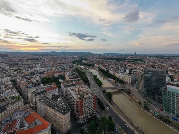 Wien Österreich Juli 2021 Blick Auf Den Donaukanal Und Die — Stockfoto