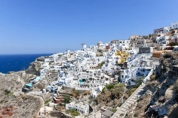 Charming View Oia Village Santorini Island Greece Traditional Famous Blue — Stock Photo, Image