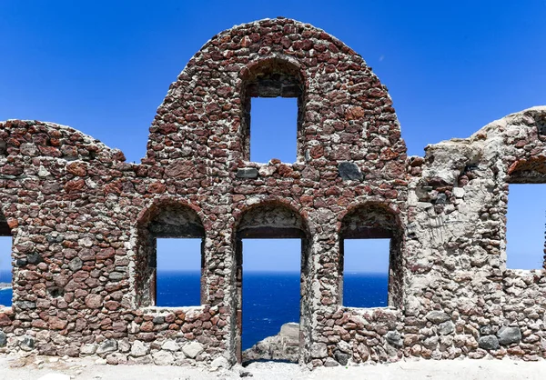 Uitzicht Het Kasteel Van Oia Agios Nikolaos Kasteel Santorini Griekenland — Stockfoto