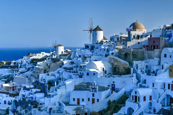 Charming View Oia Village Santorini Island Greece Traditional Famous Blue — Stock Photo, Image