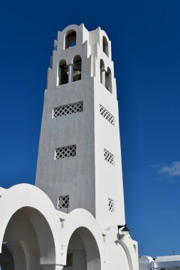 Fira, Santorini Adası, Cyclades, Yunanistan 'daki Meşhur Ortodoks Metropolitan Cenaze Katedrali Tanrı' nın Candlemas Kilisesi