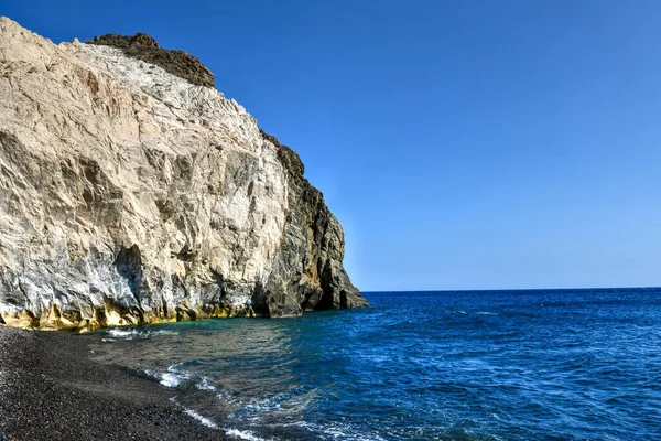 Famous Black Beach Mesa Pigadia Santorini Island Greece — Stock Photo, Image