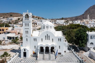 Panagia Mesani 'nin Kutsal Kilisesi Emporio, Santorini, Yunanistan.