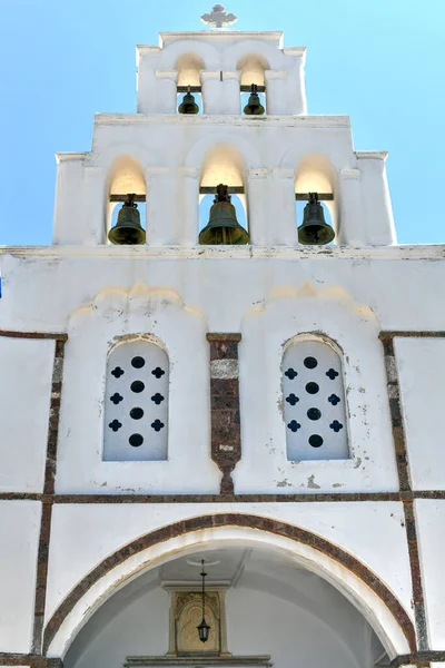 Veronderstelling Van Heilige Kerk Van Maagd Maria Pyrgos Santorini Griekenland — Stockfoto