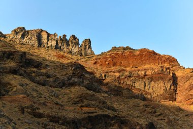 Santorini, Cyclades adaları, Yunanistan ve Avrupa 'daki Susuzluk Kayalıkları' nın manzarası
