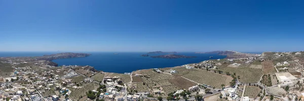 Luftaufnahme Des Dorfes Megalochori Auf Santorin Griechenland — Stockfoto