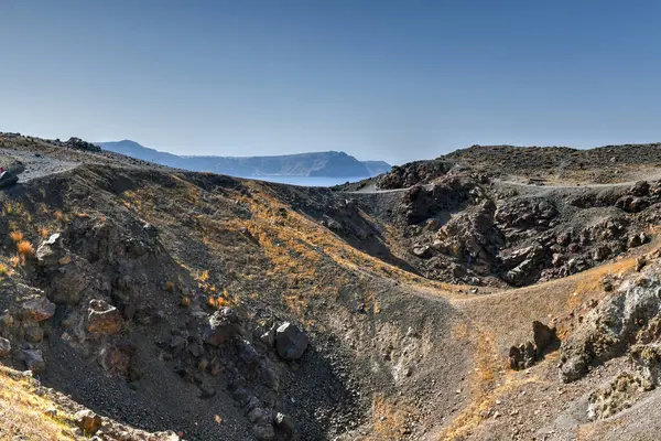 Pohled Ostrov Nea Kameni Sopka Kaldře Santorini Kyklady Ostrovy Řecko — Stock fotografie