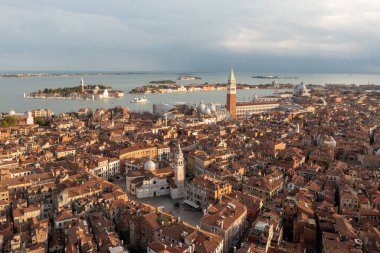 Aerial view of the old Venitian roofs in Venice, Italy.