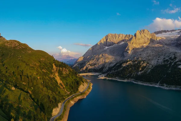 Lago Fedaia Fedaia Lake Fassa Valley Trentino Alto Adige Konstgjord — Stockfoto