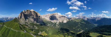 Dolomites, Passo Sella. Canazei Passo Sella dan güzel manzara. Dolomites, İtalya.