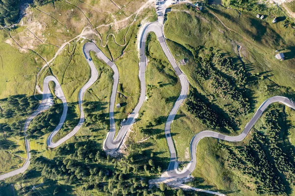 Aerial View Gardena Pass Passo Gardena Rifugio Frara Dolomiti Dolomites — Stock Photo, Image